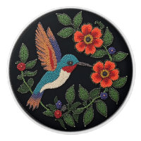 Metis Native Beadwork Hummingbird keramische knop