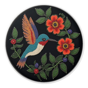 Metis Native Beadwork Hummingbird keramische knop