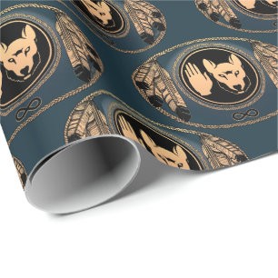 Metis Wrapping Paper First Nations Wolf Art Paper Cadeaupapier