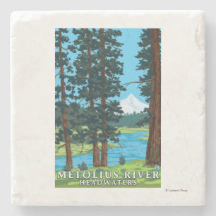 Metolius River Headwaters, Oregon Stenen Onderzetter