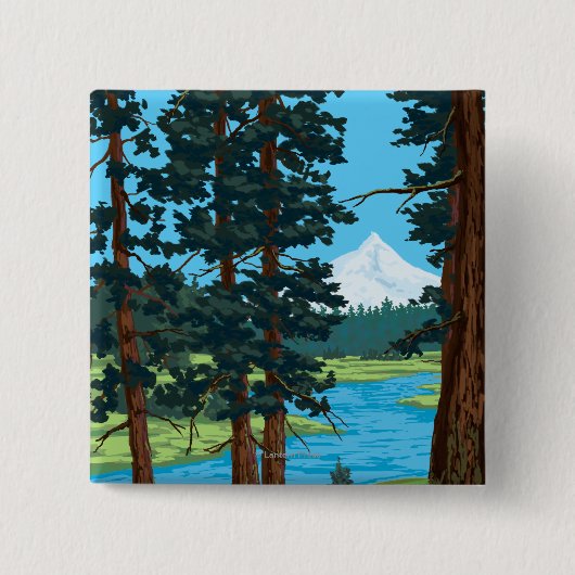 Metolius River Headwaters, Oregon Vierkante Button 5,1 Cm (Voorkant)