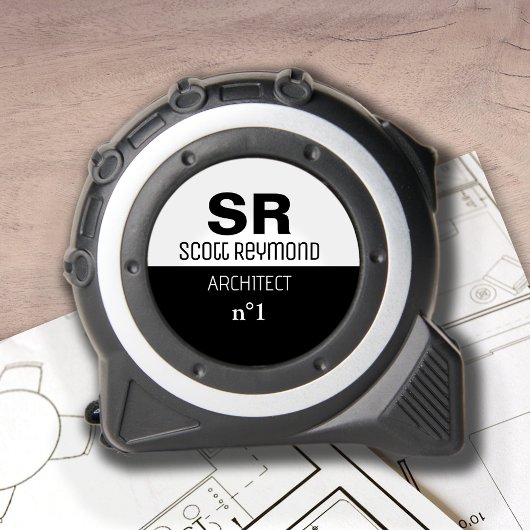 Mètre Ruban Architecte de profession moderne noir et blanc