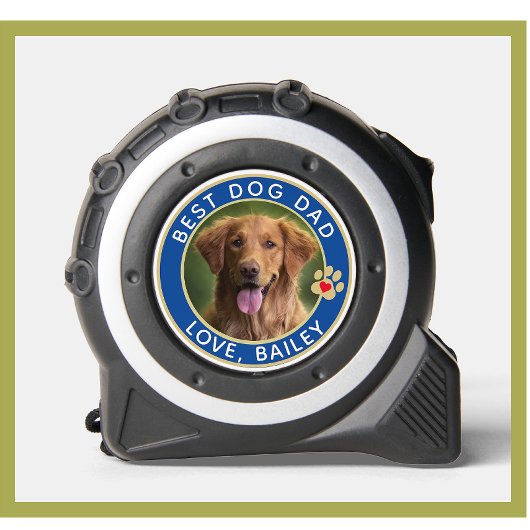 Mètre Ruban Best Chien Papa Photo Empreintes de pattes Bleu