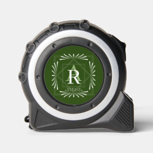 Mètre Ruban Cadre élégant Hommes Monogramme Vert