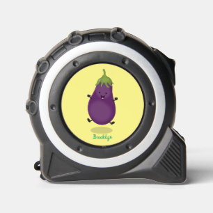 Mètre Ruban Caricature d'aubergine d'aubergine joliment heureu