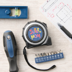 Mètre Ruban Citation D'Art Mot Super Maman Fun Sur Jeans Bleus