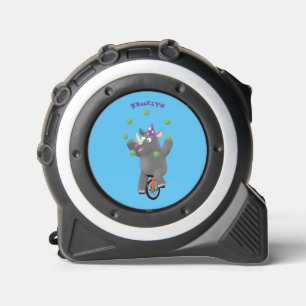 Mètre Ruban Drôle rhinocéros mignon jonglant sur monocycle