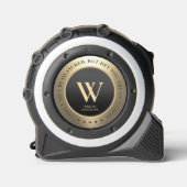 Mètre Ruban Élégant Monogramme Black Gold 40 50 60 Anniversair (Recto)