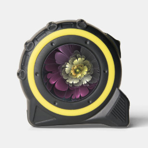 Mètre Ruban Fleur fractale grise de pourpre moderne abstraite