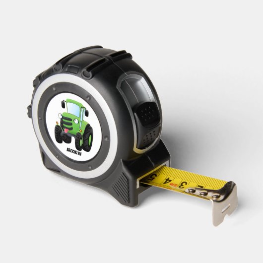 Mètre Ruban Illustration du joli joyeux tracteur agricole vert (Angle)