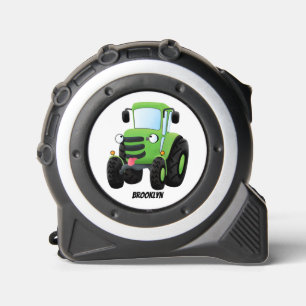 Mètre Ruban Illustration du joli joyeux tracteur agricole vert