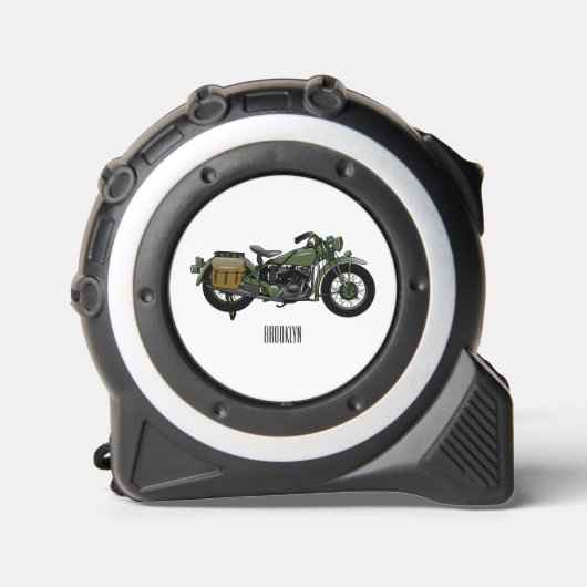 Mètre Ruban Illustration d'une moto de croiseur militaire (Recto)