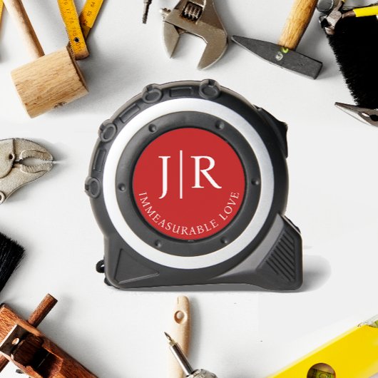 Mètre Ruban Inspirational Love Rouge et Blanc Initiales Monogr