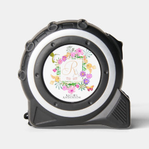Mètre Ruban Jardin Floral Monogramme Blanc