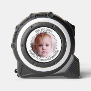 Mètre Ruban Love you papa ajouter photo propriété de gris blan