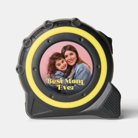 Mètre Ruban Meilleure Maman Jamais Jaune Retro Texte Photo (Recto)