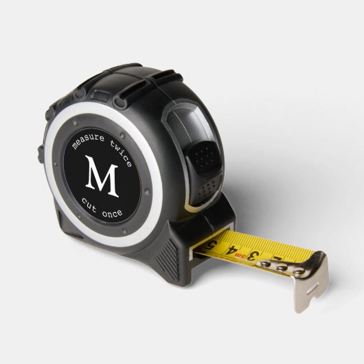 Mètre Ruban Mesure Noire moderne Couper deux fois un monogramm (Angle)