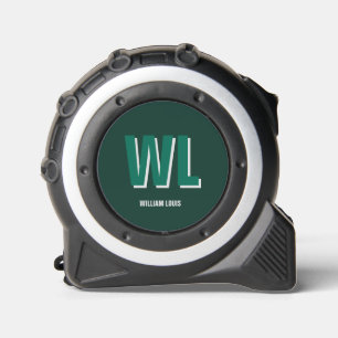 Mètre Ruban Minimaliste Monogramme Vert Émeraude Personnalisé