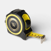 Mètre Ruban Moderne 50 Anniversaire Monogramme Élégant Or Noir (Angle)