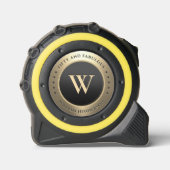 Mètre Ruban Moderne 50 Anniversaire Monogramme Élégant Or Noir (Recto)