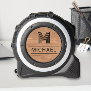 Mètre Ruban Monogramme de nom rustique moderne Faux bois