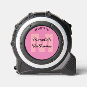 Mètre Ruban Monogramme de script moderne Nom personnalisé rose