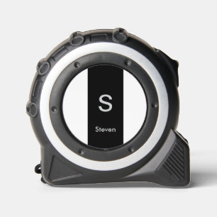 Mètre Ruban Monogramme deux tons moderne noir et blanc