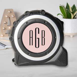 Mètre Ruban Monogramme élégant rose pâle à 3 lettres