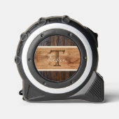 Mètre Ruban Monogramme en bois rustique Mesure de bande (Recto)