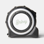 Mètre Ruban Monogramme et nom personnalisés de Sage Vert moder (Recto)