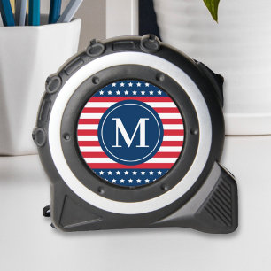 Mètre Ruban Monogramme Initiale du Drapeau Américain Patriotiq