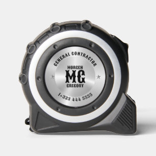 Mètre Ruban Monogramme minimaliste Arrière - plan d'argent mét