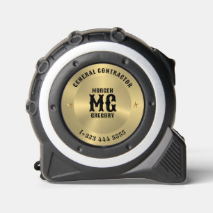 Mètre Ruban Monogramme minimaliste Arrière - plan d'or métalli