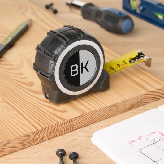 Mètre Ruban Monogramme moderne 2 Initiales Couleurs personnali (Boiseries)