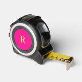 Mètre Ruban Monogramme Moderne Minimale Rose Chaud (Angle)