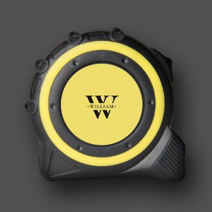 Mètre Ruban Monogramme moderne minimaliste initial noir jaune