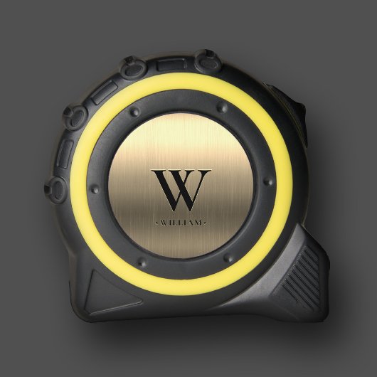 Mètre Ruban Monogramme moderne Or métallique élégant initial