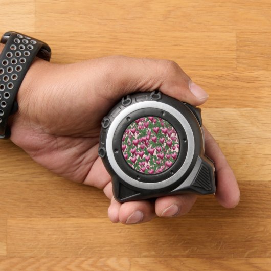 Mètre Ruban Motif de fleur de coeur à saignement rose (Maison)