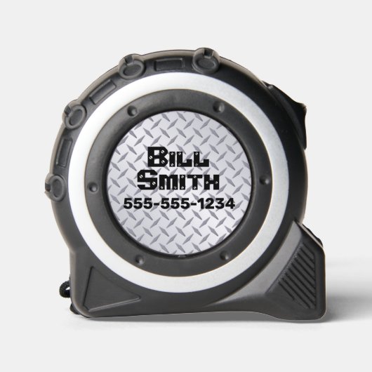 Mètre Ruban Motif Diamondplate en argent personnalisé (Recto)