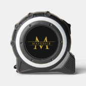 Mètre ruban noir avec monogramme moderne (Recto)
