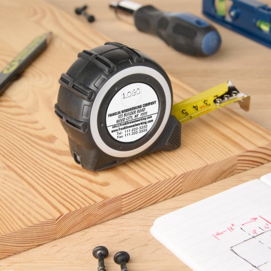 Mètre Ruban Nom de l'entreprise LOGO Cadeau client noir blanc (Boiseries)