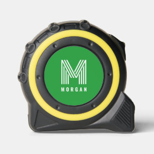Mètre Ruban Nom du monogramme moderne Bold   Vert