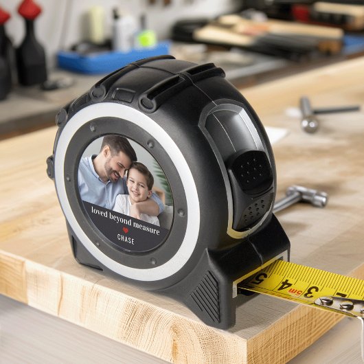 Mètre Ruban Papa "Loved Beyond Measure" Photo & Nom