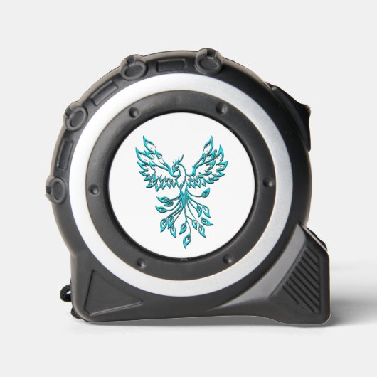 Mètre Ruban Phoenix bleu se lève sur blanc (Recto)