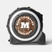 Mètre Ruban Rustic WoodMonogram Nom initial Job Carpenter (Recto)