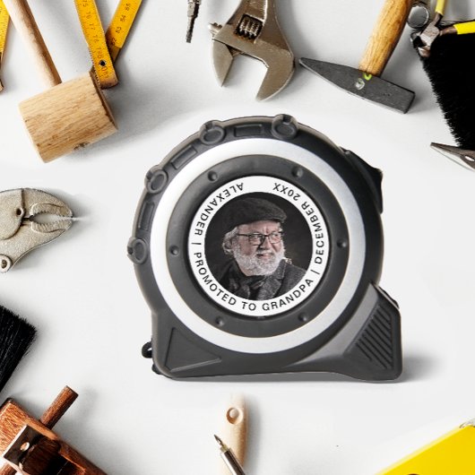 Mètre Ruban Simple Promu À Grand-Père Nom Photo Typo