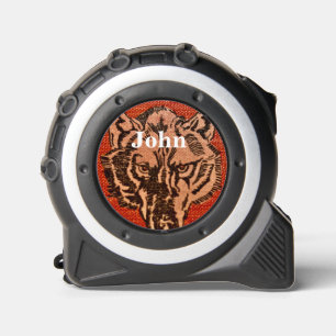 Mètre Ruban Tête de loup sur fond rouge