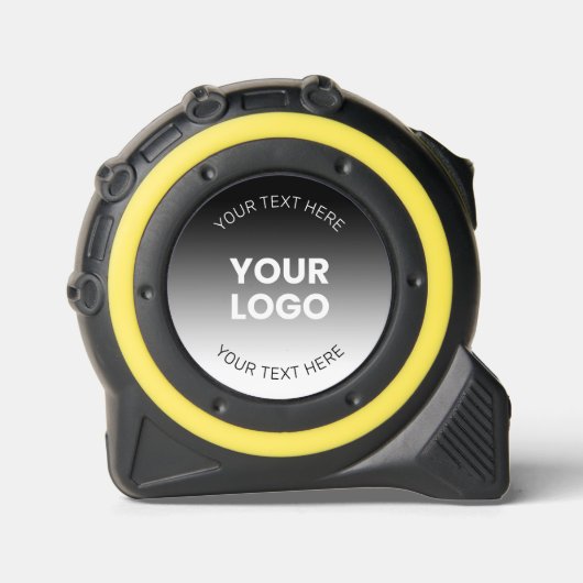 Mètre Ruban Votre logo | Dégradé noir & blanc moderne modifiab (Recto)