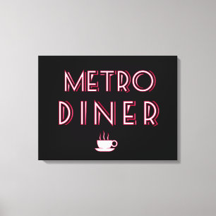 Metro Art Deco Diner Sign Canvas Afdruk
