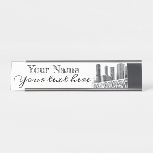 Metro brug Potlood tekening Bureau Naambordje (Voorkant)